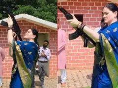 नीली साड़ी और हाथ में AK-47 लेकर हवाई फायरिंग! जानिए कौन हैं IPS अंकिता शर्मा