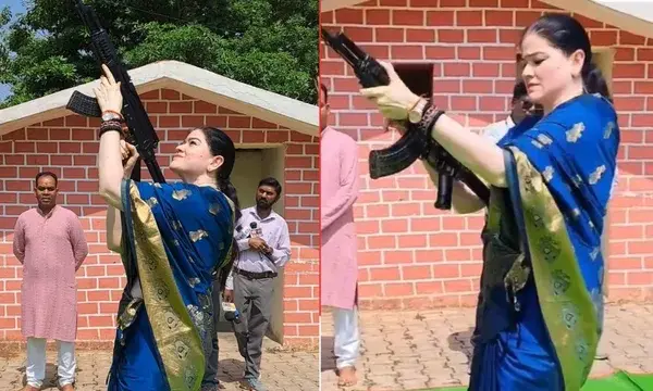 नीली साड़ी और हाथ में AK-47 लेकर हवाई फायरिंग! जानिए कौन हैं IPS अंकिता शर्मा